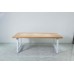 Rustic Solid Wood Industrial Dining Table / Desk / Meeting Table - Chunky Timber / White Steel Legs (A-Frame Legs) - 1.5m (150cm) / 1.8m (180cm) / 2m(200cm) c/w White A-FrameLegs x 2 4-8 Persons - SQUARE EDGE